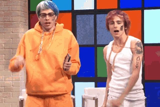 Pete Davidson and Timothée Chalamet as rappers in an SNL sketch
