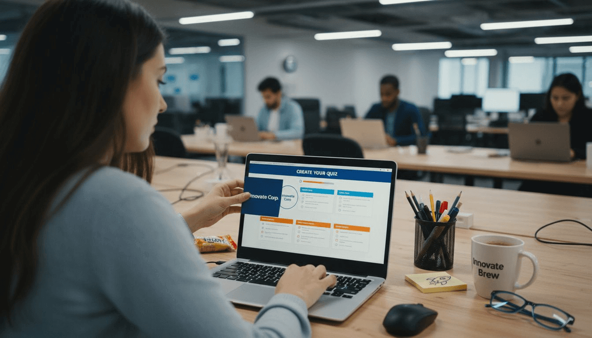 Colaborador personalizando a identidade visual na interface do quiz