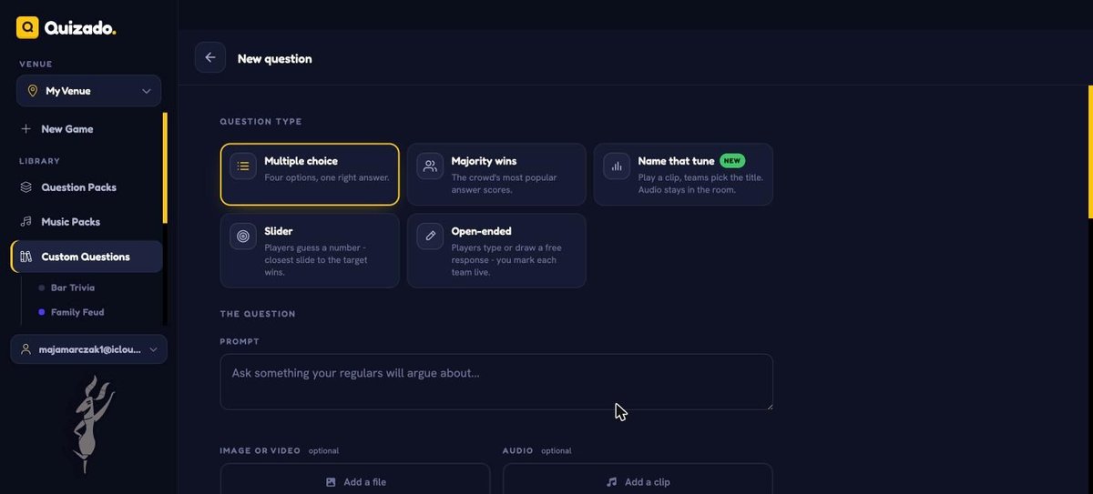 custom questions: question type