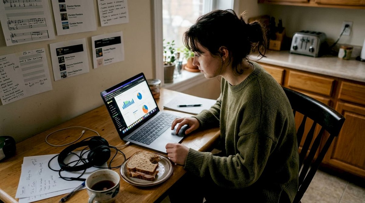 Analyst comparing music data tracking platforms