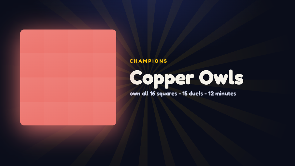 Territory champions: one team owns every square