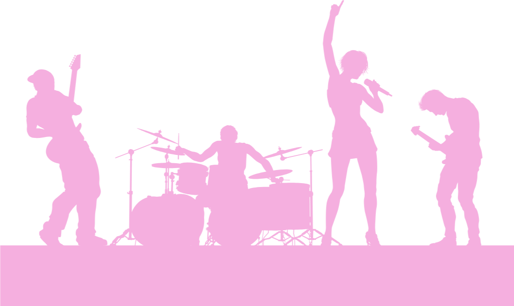 Pink silhouette of a band playing on stage, for Blossom Sessions' plans to tour and play festivals