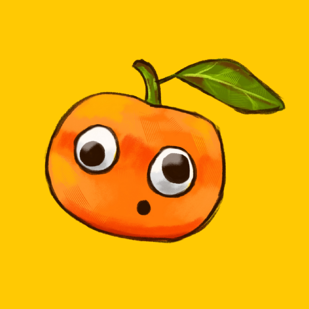 Tangerine's logo - a wide-eyed cartoon tangerine on yellow