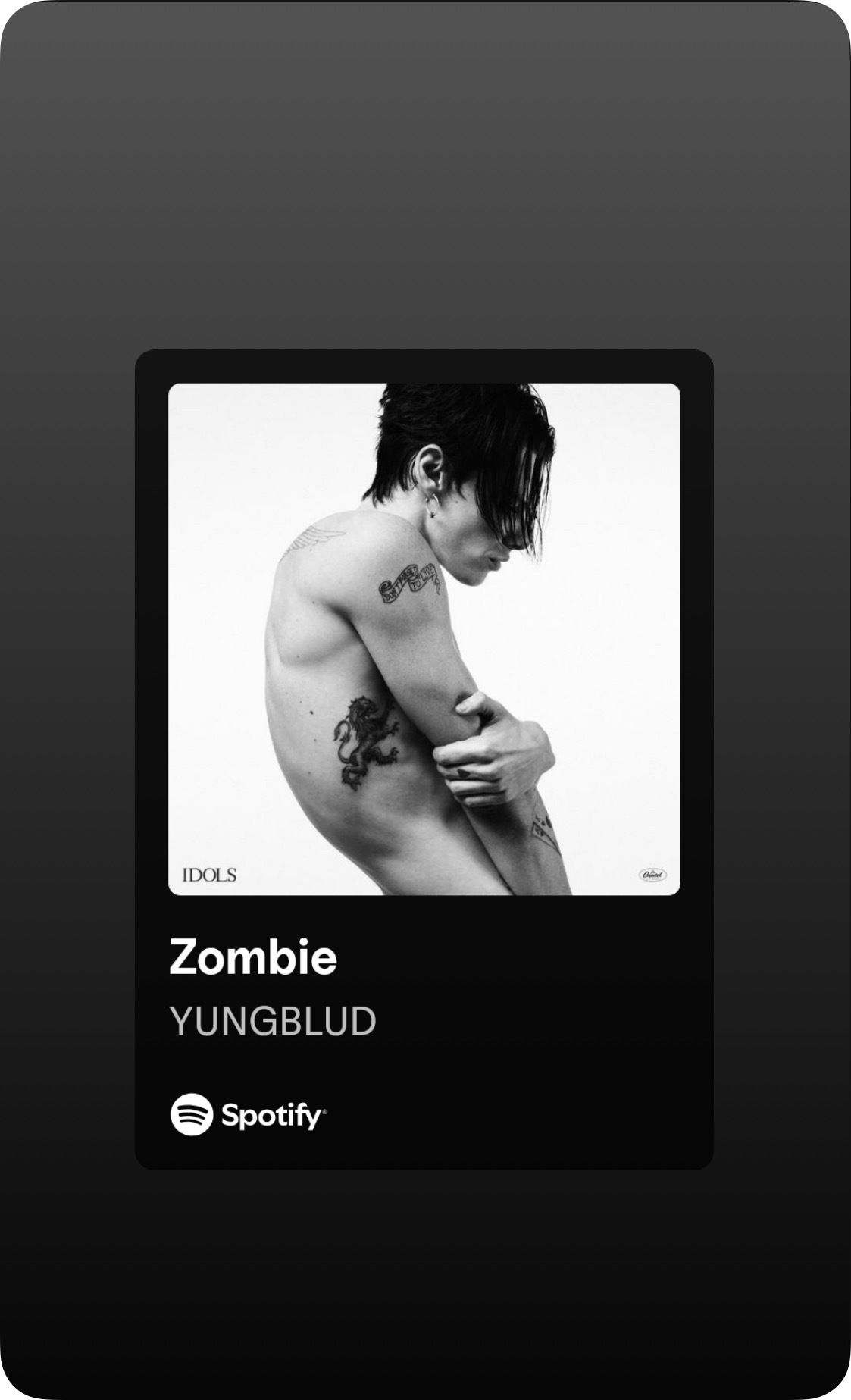 Spotify card for 'Zombie' by YUNGBLUD
