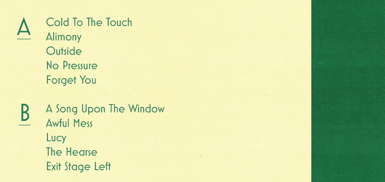 Exit Stage Left tracklist: side A opens with Cold To The Touch, side B ends with the title track
