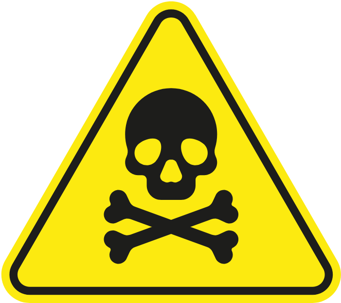 Yellow hazard sign with a skull and crossbones, introducing toxic fandoms