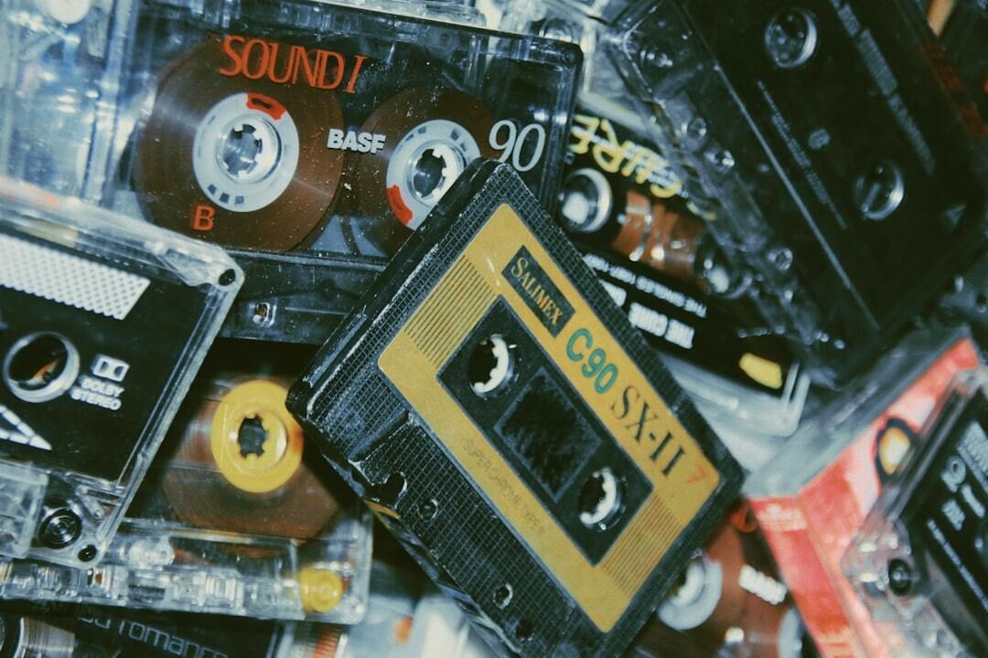 Pile of old cassette tapes in clear cases