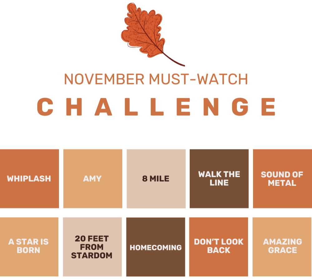 November must-watch challenge: Whiplash, Amy, 8 Mile, Walk the Line, Sound of Metal and five more music films