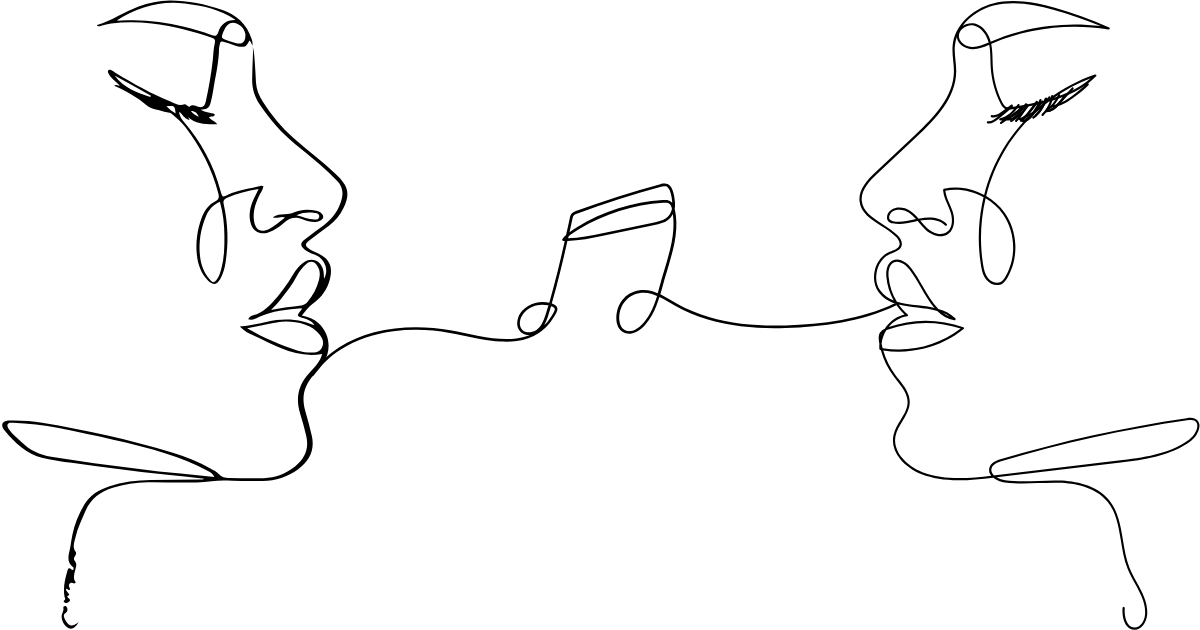 Continuous line drawing of two women's faces linked by a single line, introducing industry changers