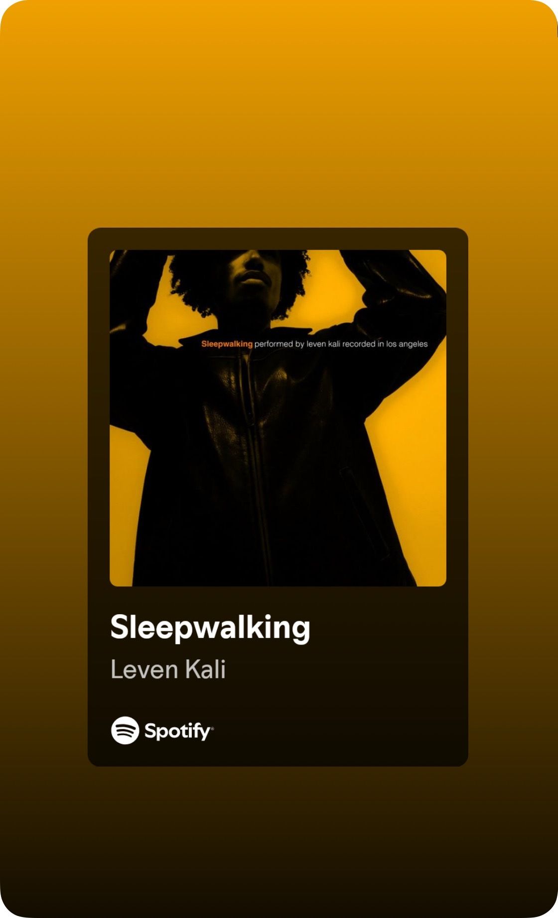 Spotify card for 'Sleepwalking' by Leven Kali