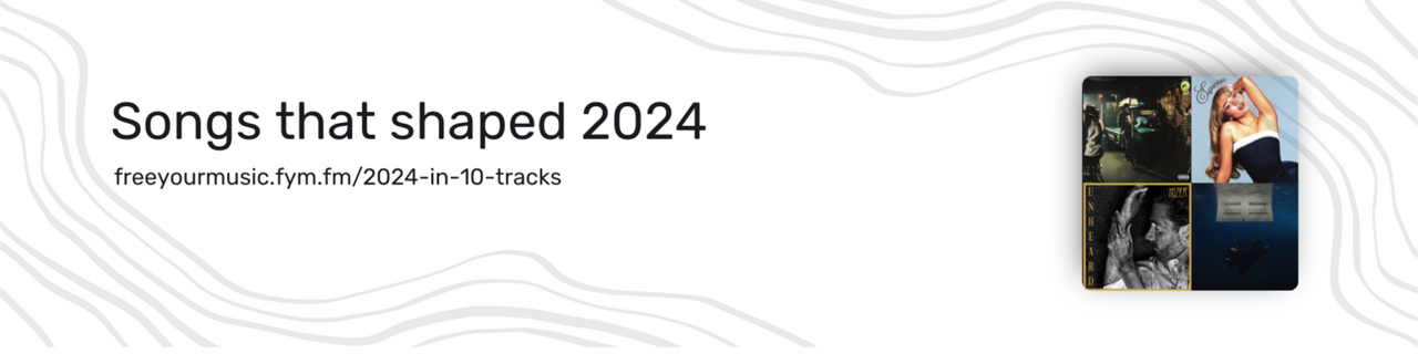 Link card for the 'Songs that shaped 2024' playlist on FreeYourMusic