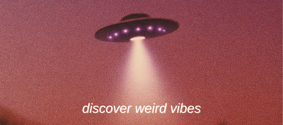 Discover weird vibes - link to SongsBrew's weird songs playlist, with a UFO beaming light