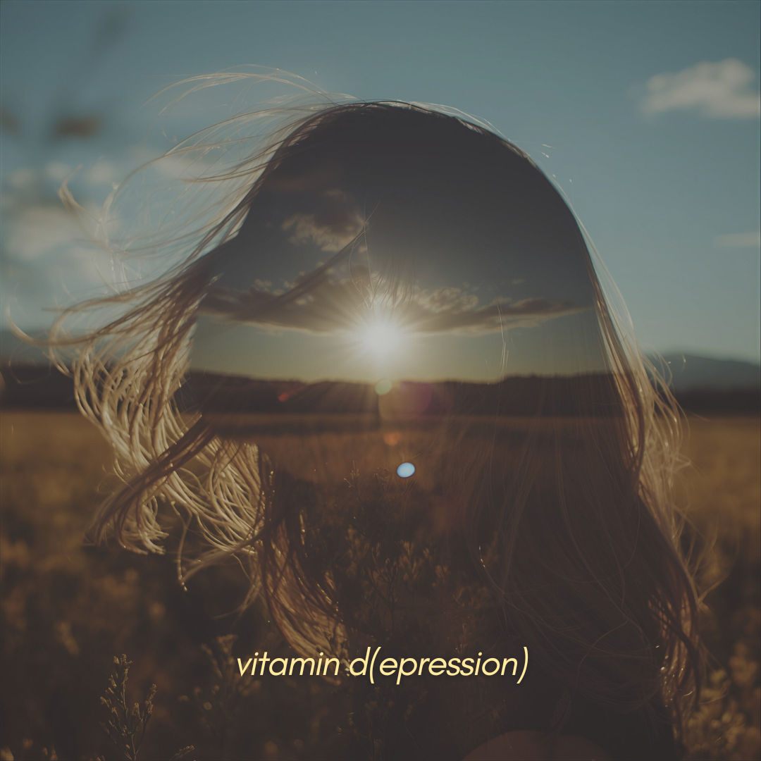 Cover of Spotify's AI-generated playlist 'vitamin d(epression)' - windblown hair against a low sun