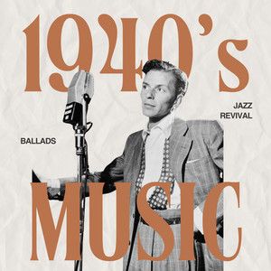 Cover for the 1940's Music playlist - a crooner at a vintage microphone, ballads and jazz revival