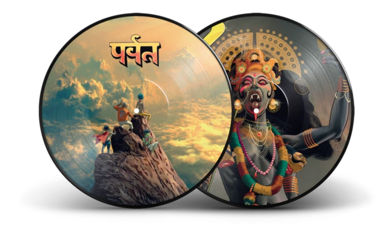 Gorillaz The Mountain picture-disc vinyl, one side showing the mountain cover, the other a Kali-style deity