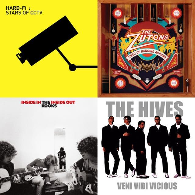 Playlist cover collage of indie albums by Hard-Fi, The Zutons, The Kooks and The Hives