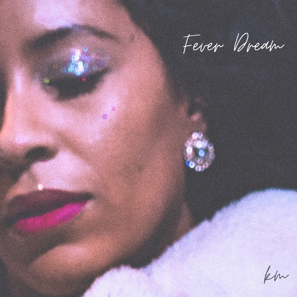 Fever Dream cover art by Kayla Marque - a close-up face with glitter eye make-up