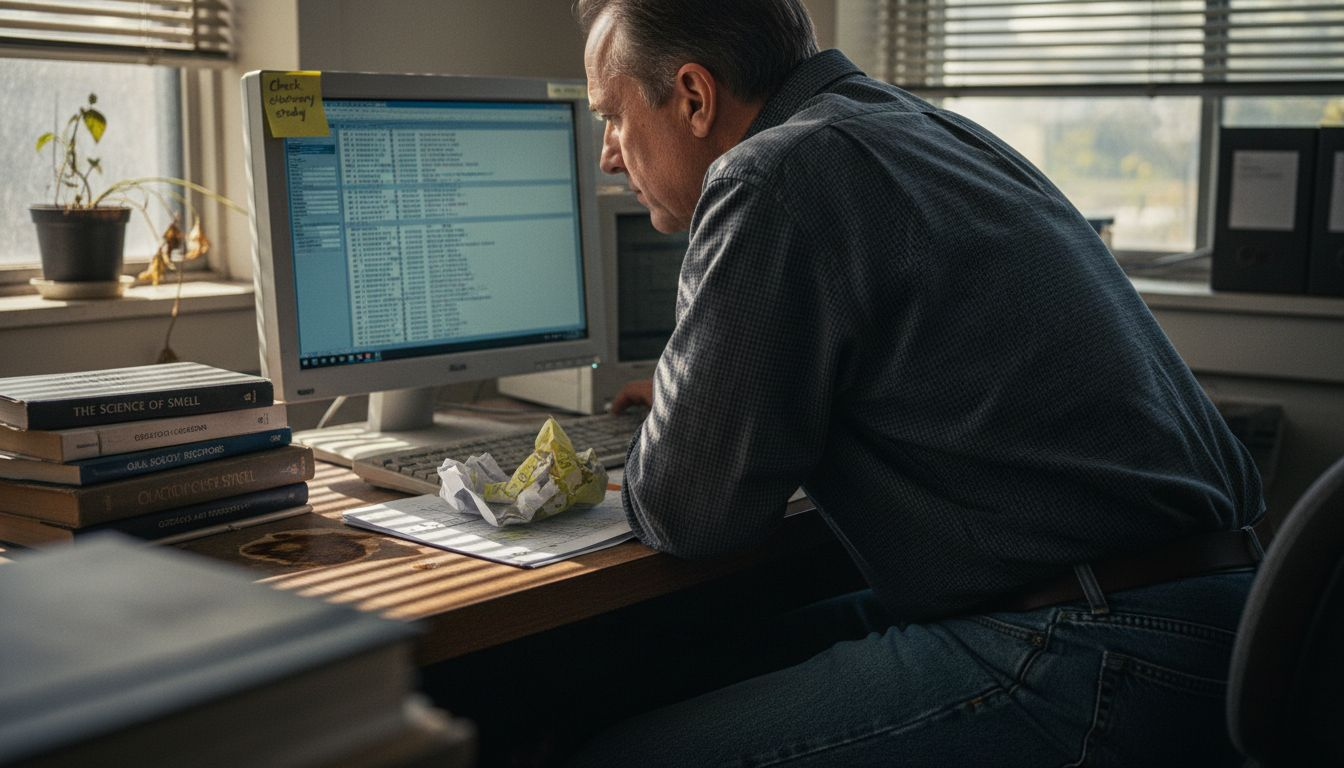 Man analyzing genetic olfaction data