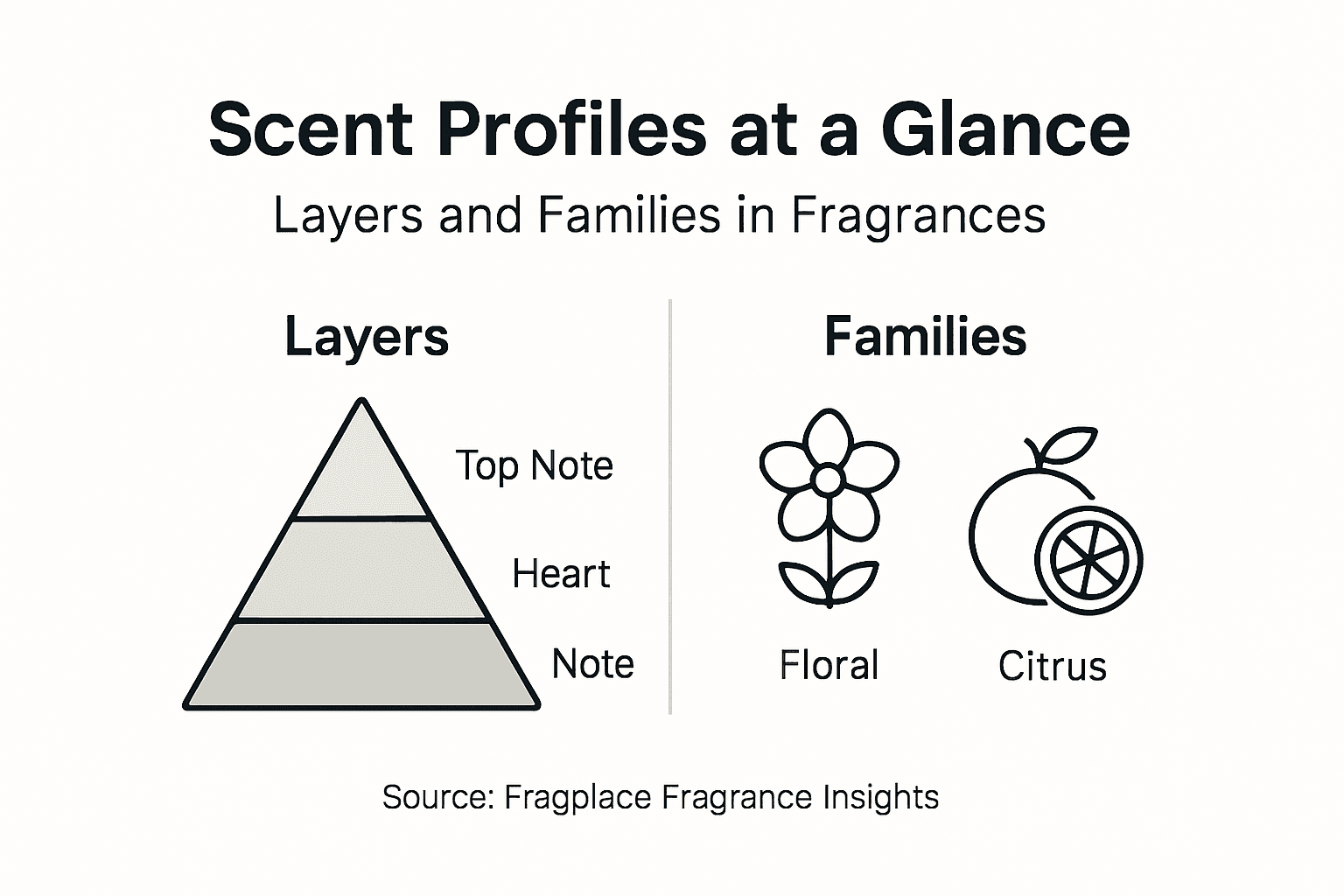 Infographic of scent profile layers and families