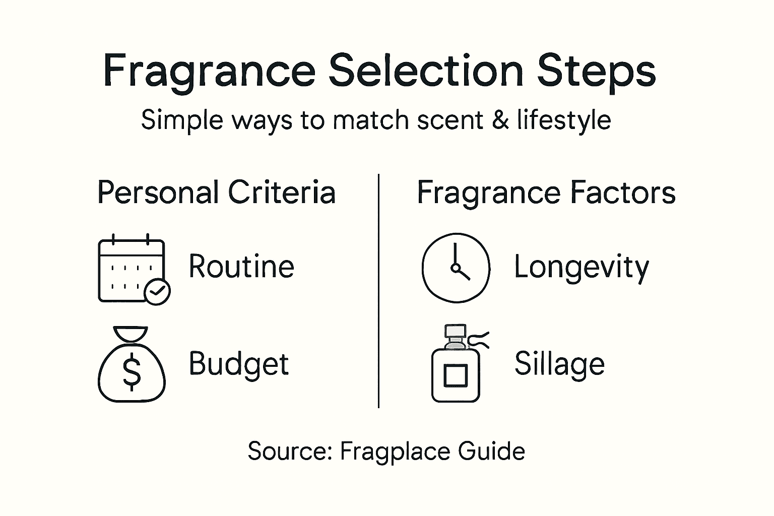 Infographic of fragrance selection steps and factors