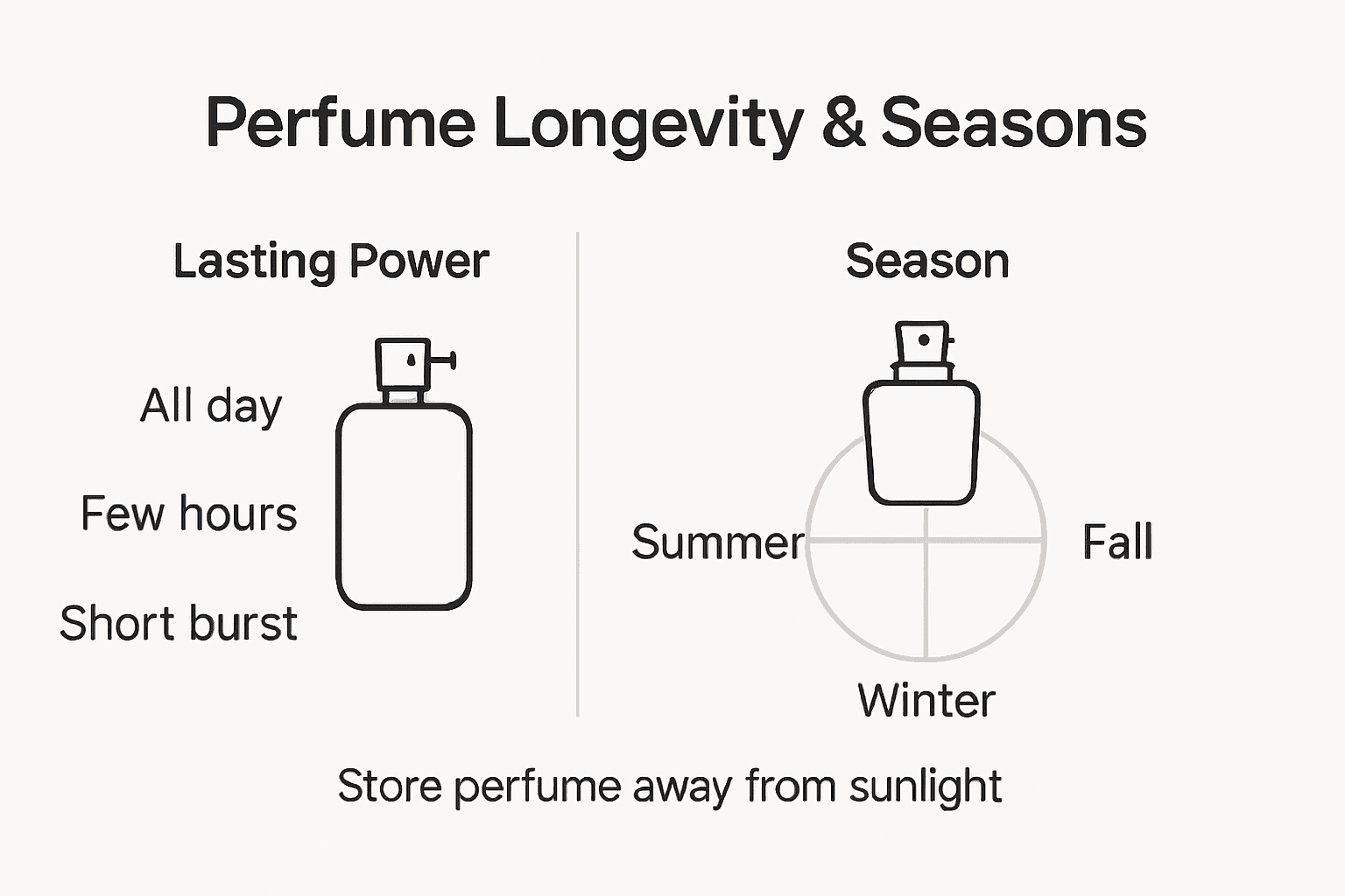 Infographic showing perfume longevity by season