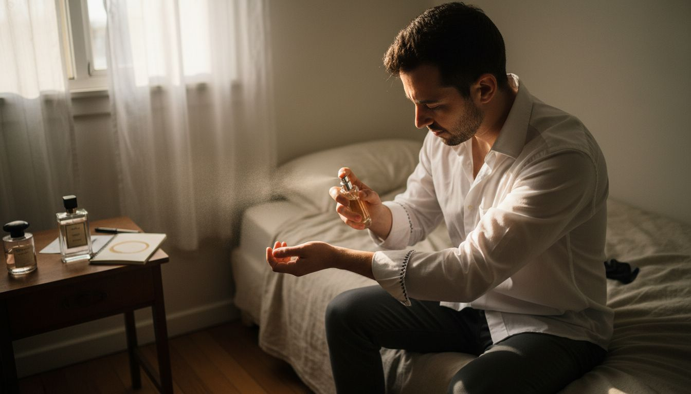 Man perfume on inner elbow pulse point