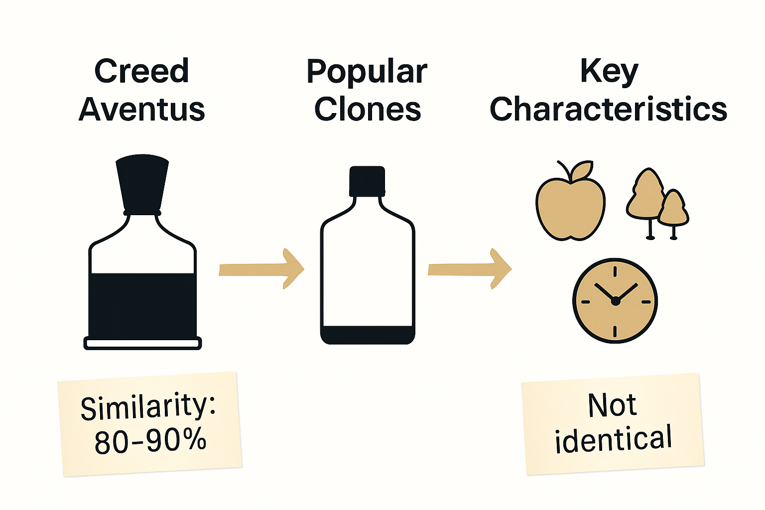 Infographic comparing Aventus and clone fragrances