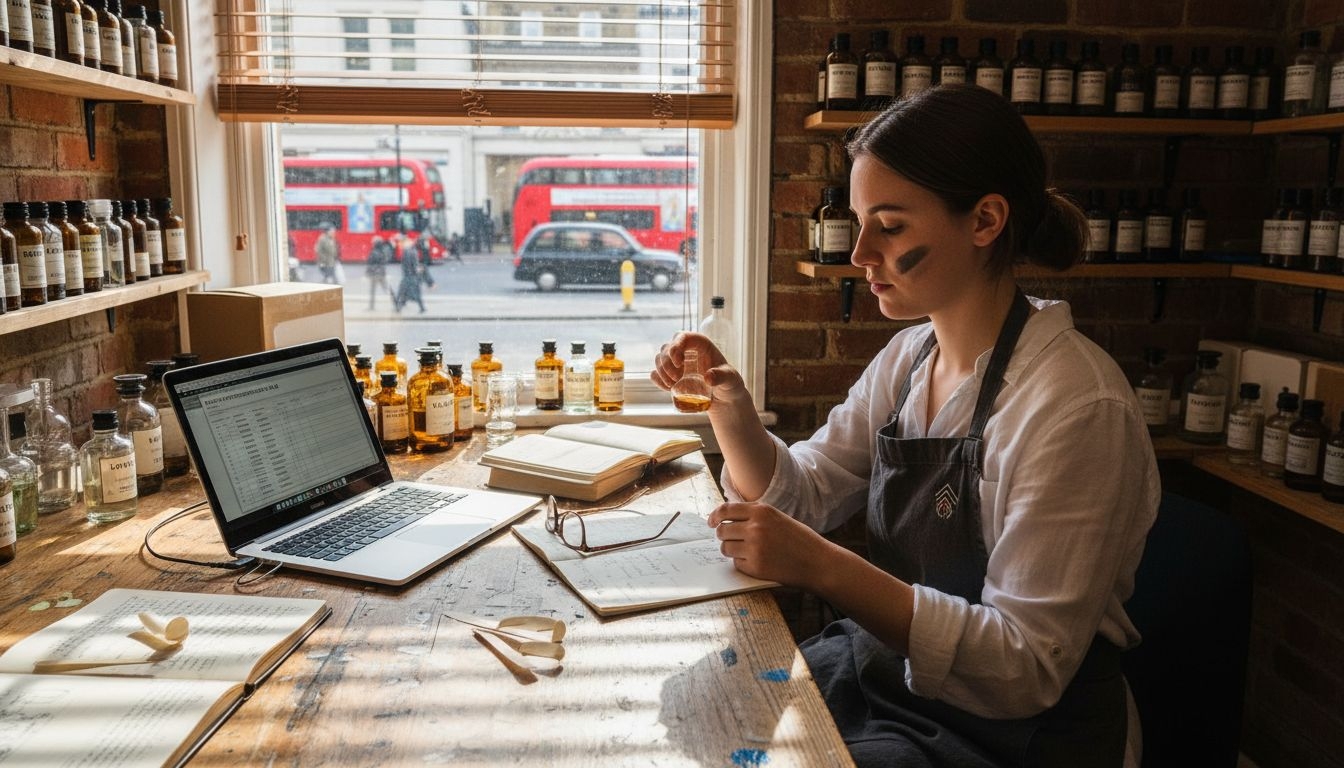 Independent perfumer working at fragrance studio