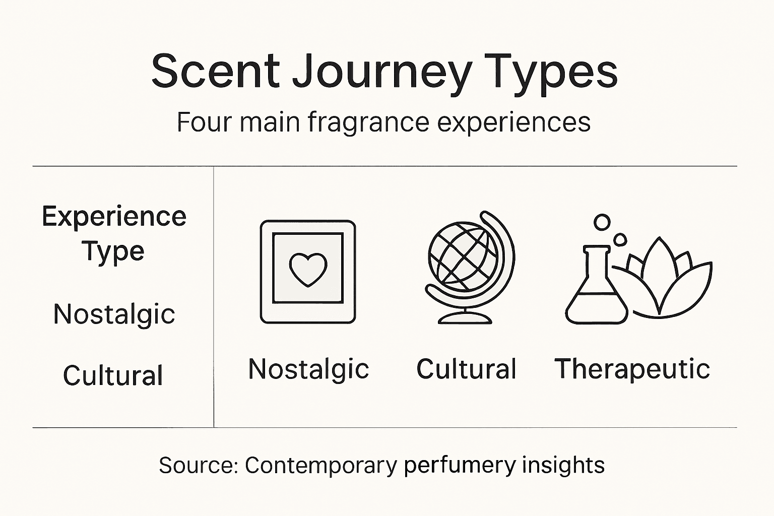 Infographic showing scent journey types overview