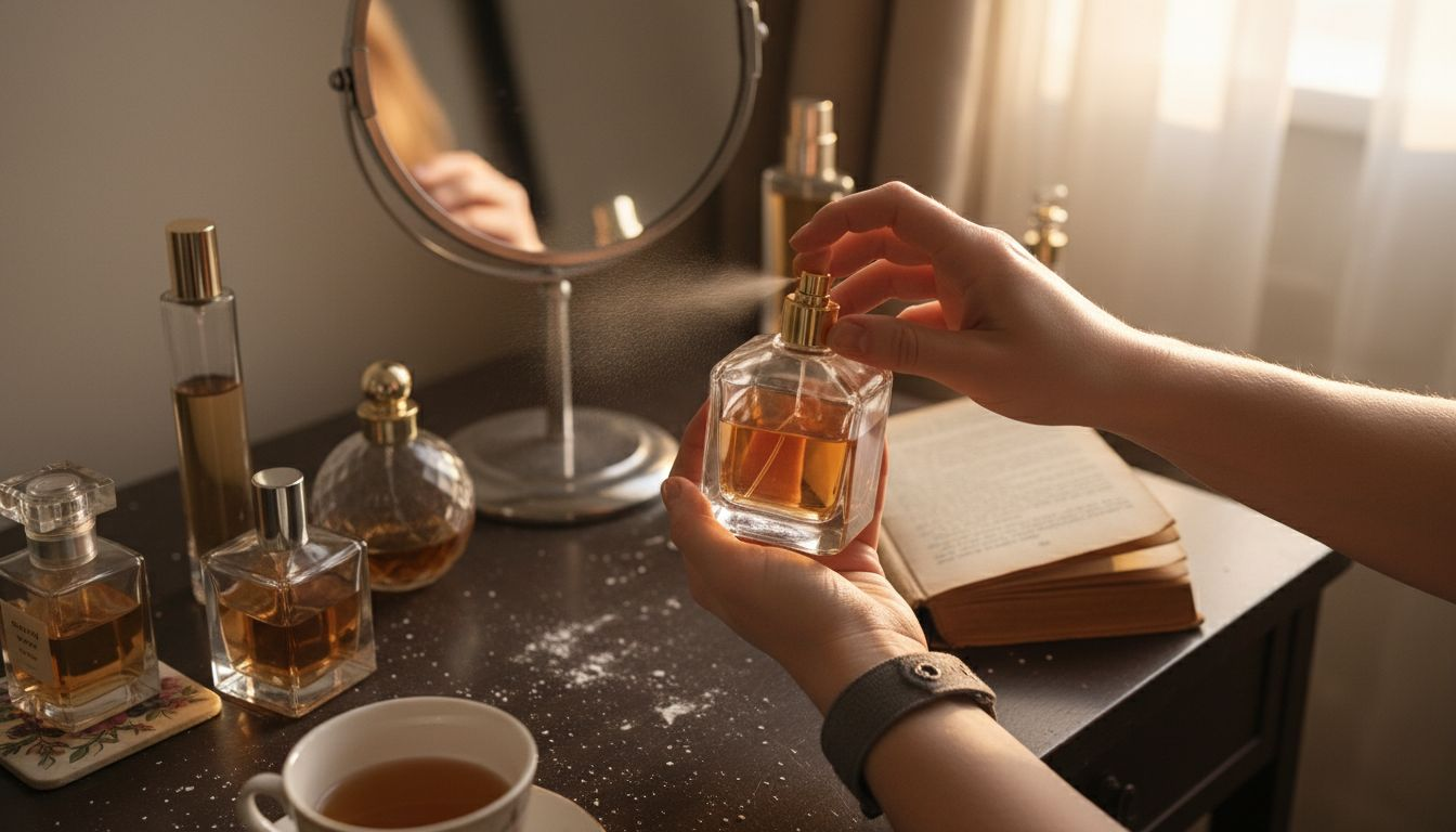 Applying Eau de Parfum on wrist