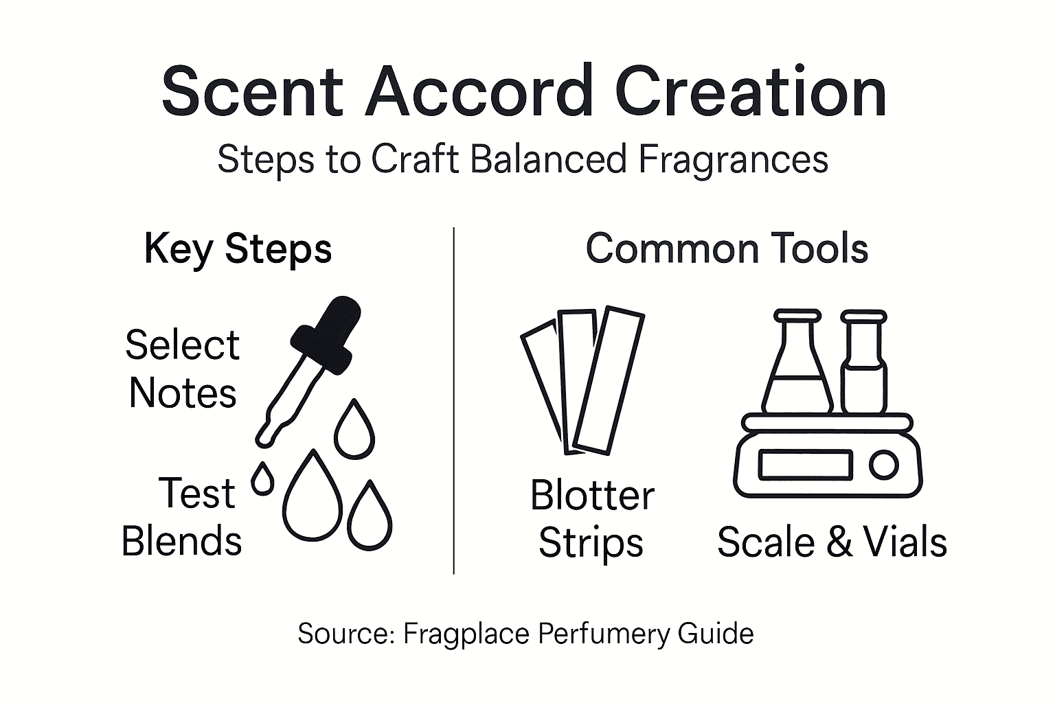 Infographic of fragrance accord crafting steps and tools
