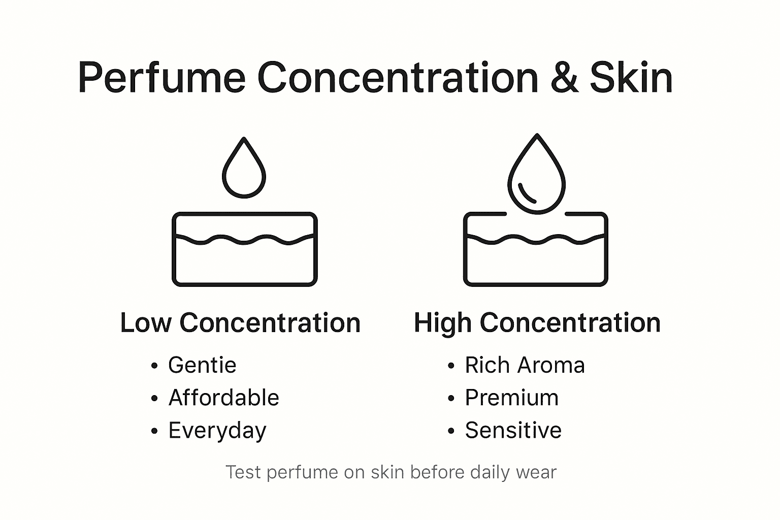 Infographic comparing perfume concentration and skin sensitivity