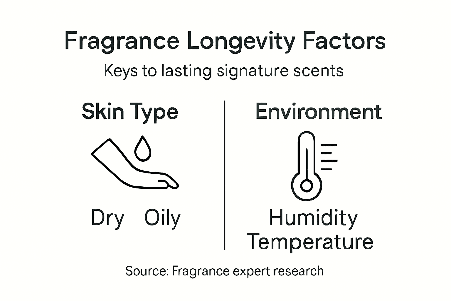 Infographic showing fragrance longevity factors