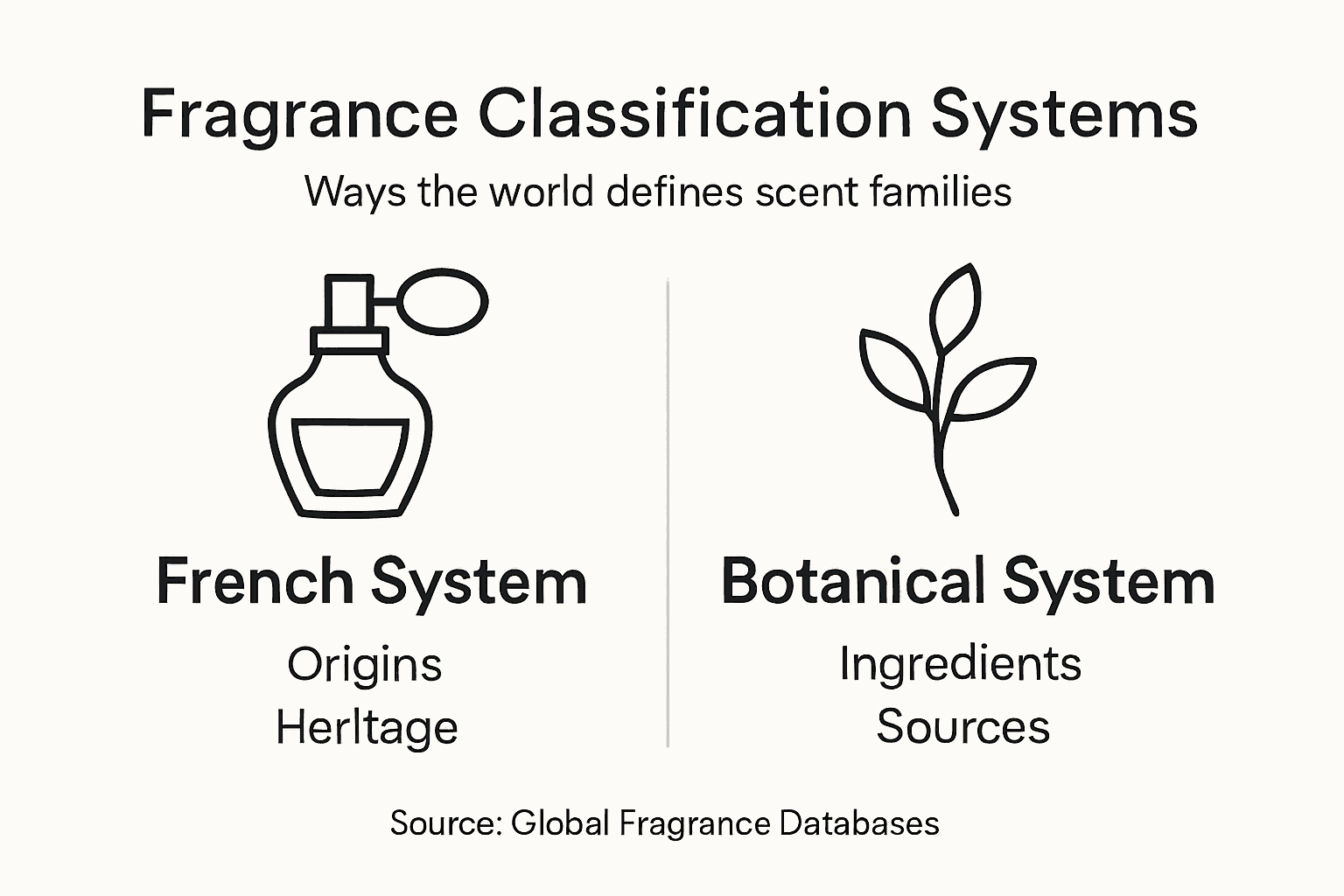 Infographic showing fragrance classification systems