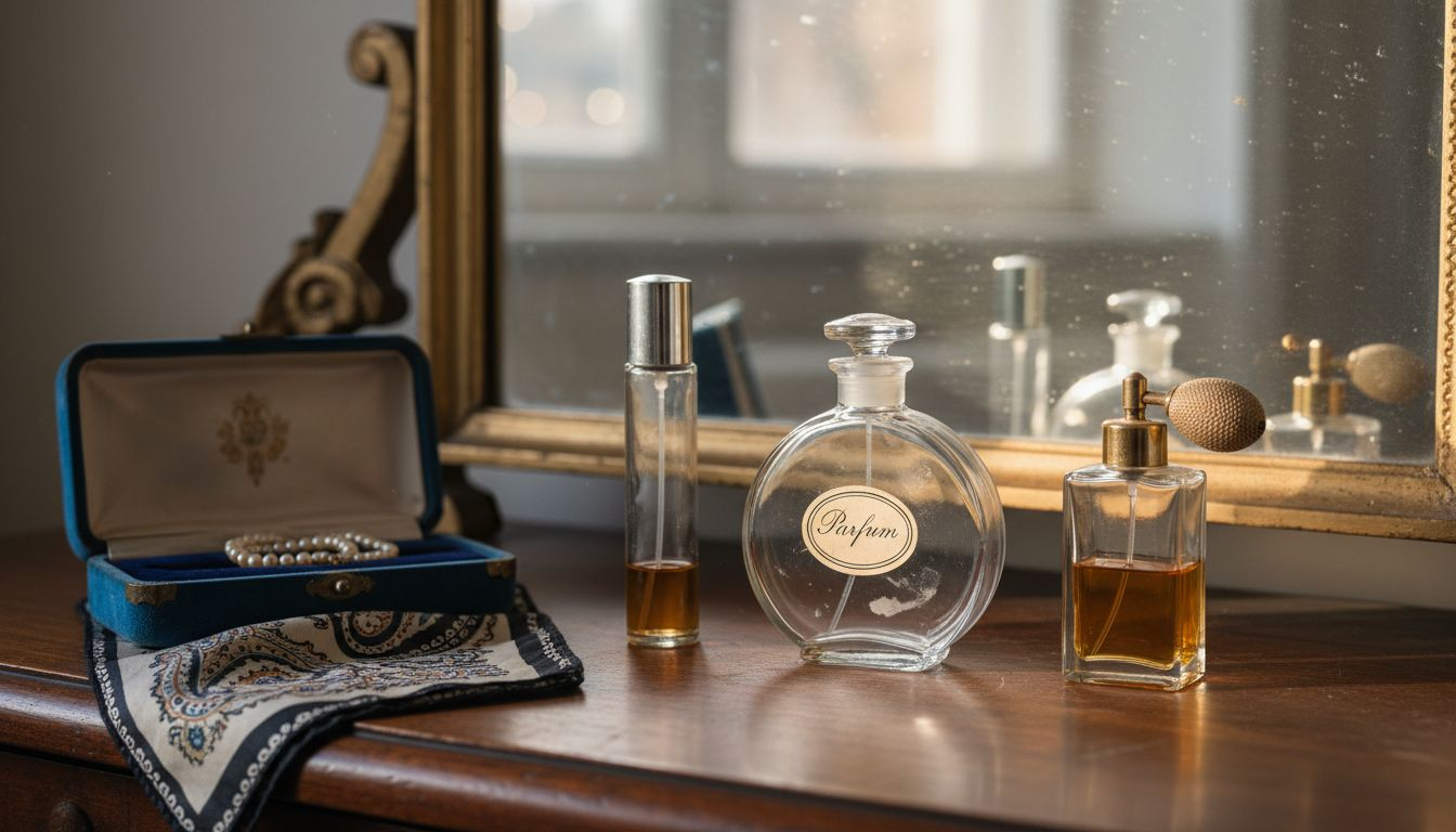 Different parfum bottles on vanity