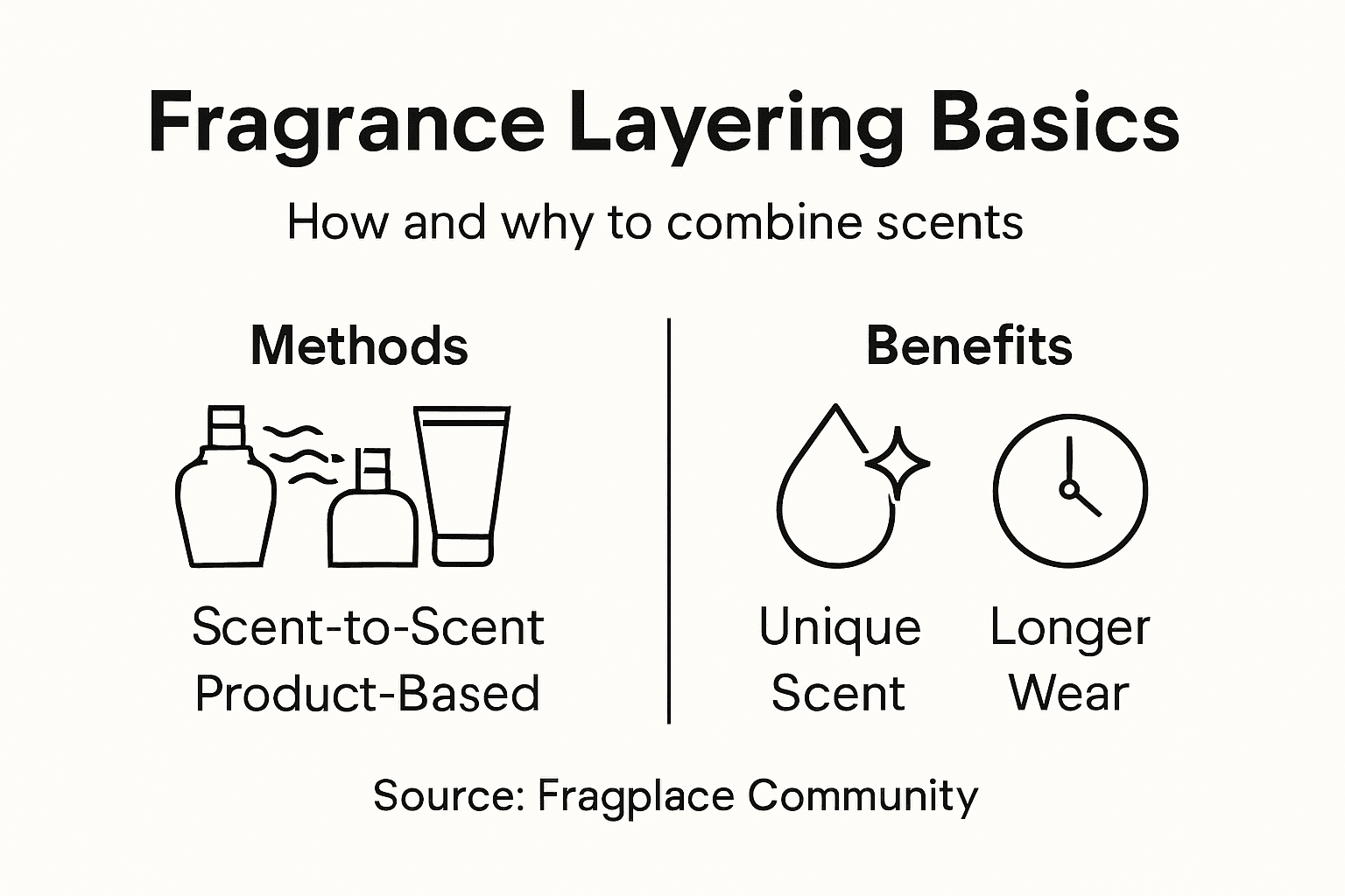 Infographic on fragrance layering methods and benefits