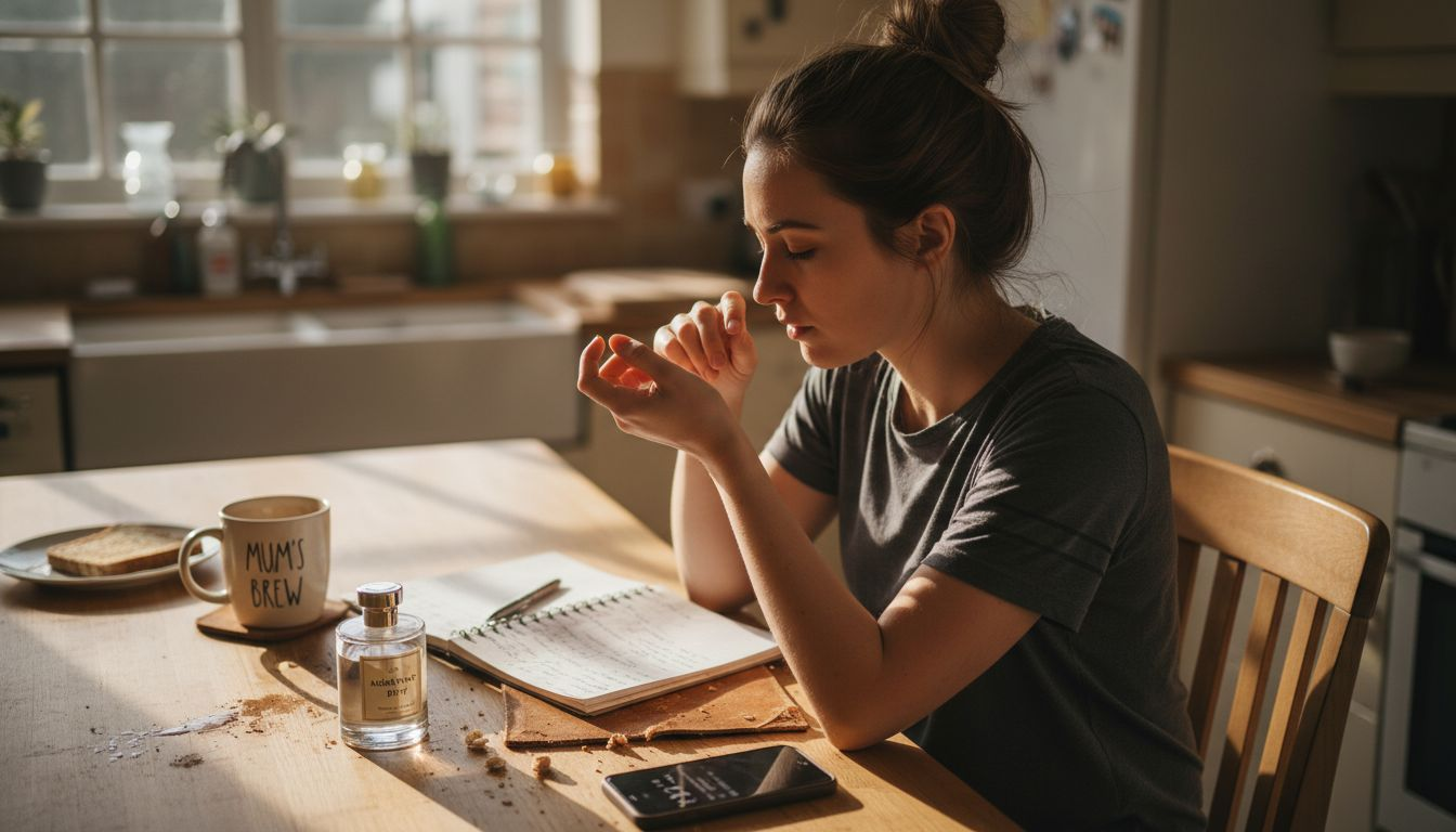 Woman checking perfume scent longevity