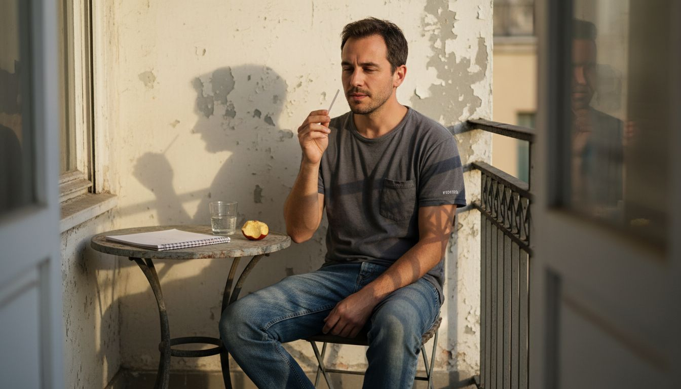 Man evaluating perfume using blotter strip