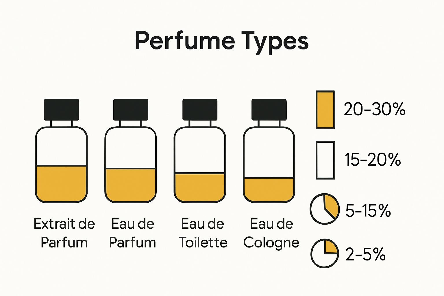 Infographic showing perfume concentration percentage comparison