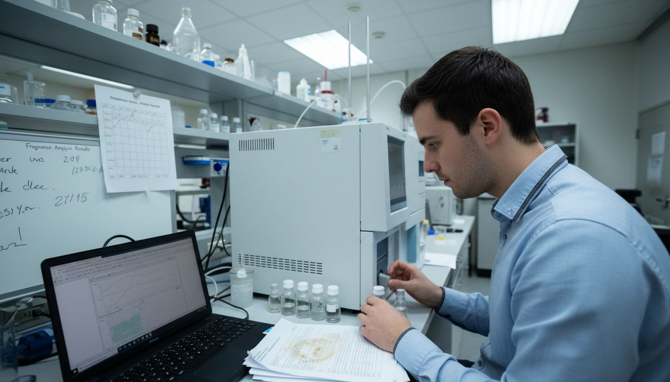 Lab technician running gas chromatography analysis