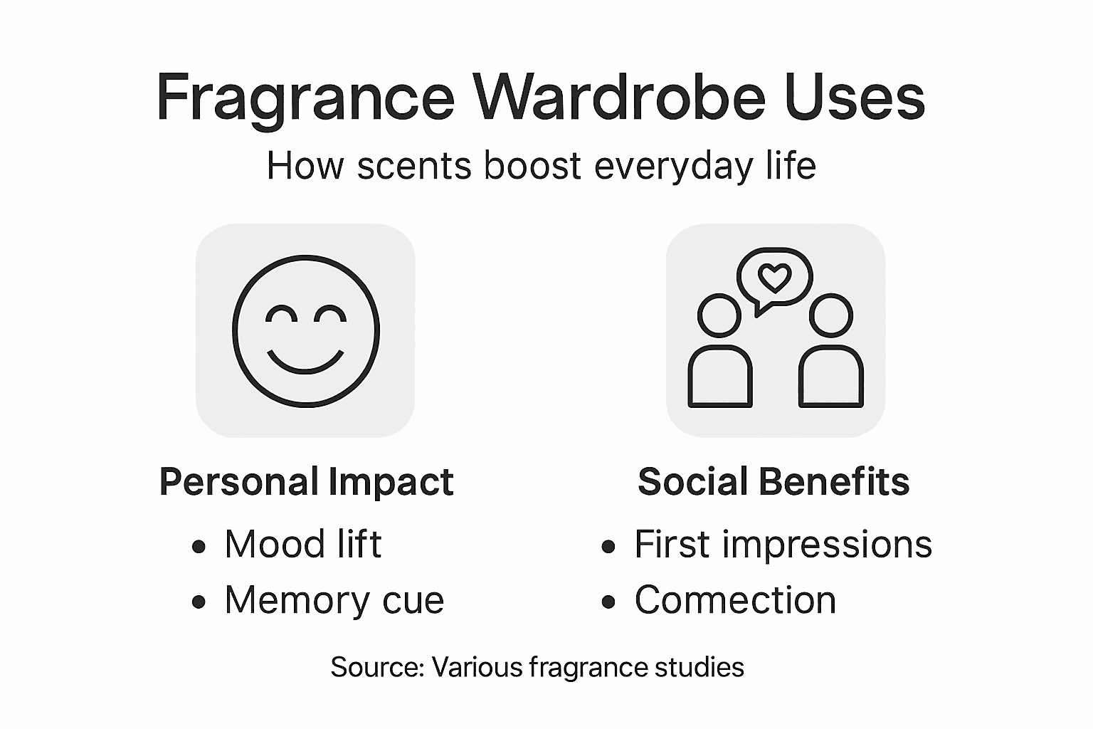 Infographic showing fragrance wardrobe uses and benefits