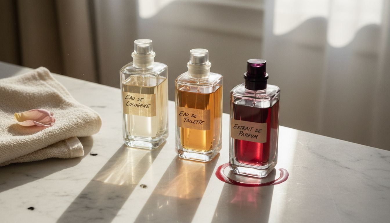 Perfume bottles showing concentration levels