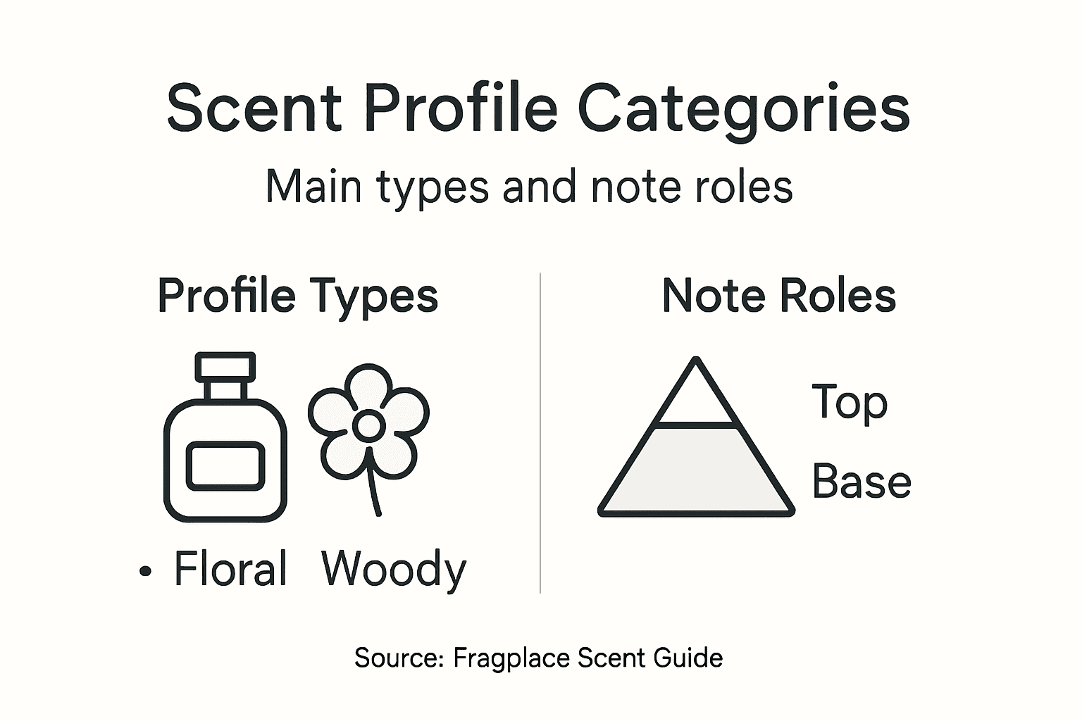 Infographic showing scent profile types and note roles