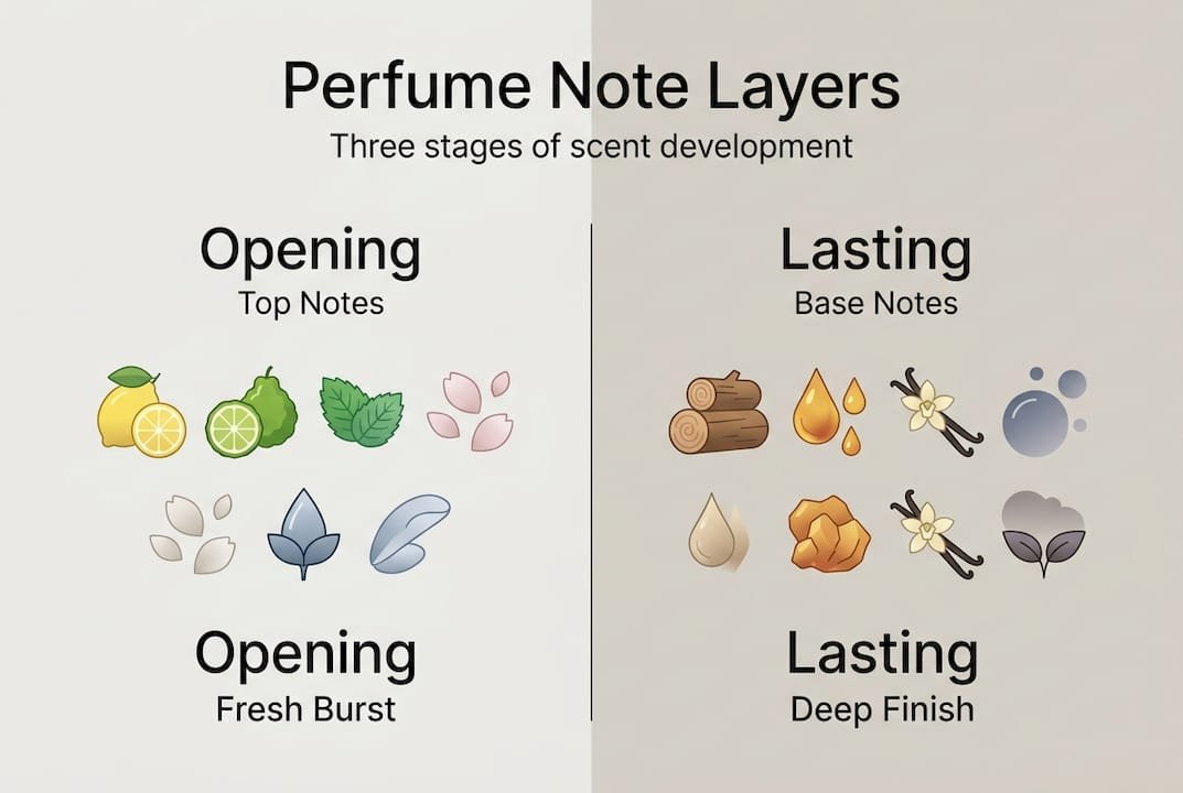 Infographic of perfume note layers