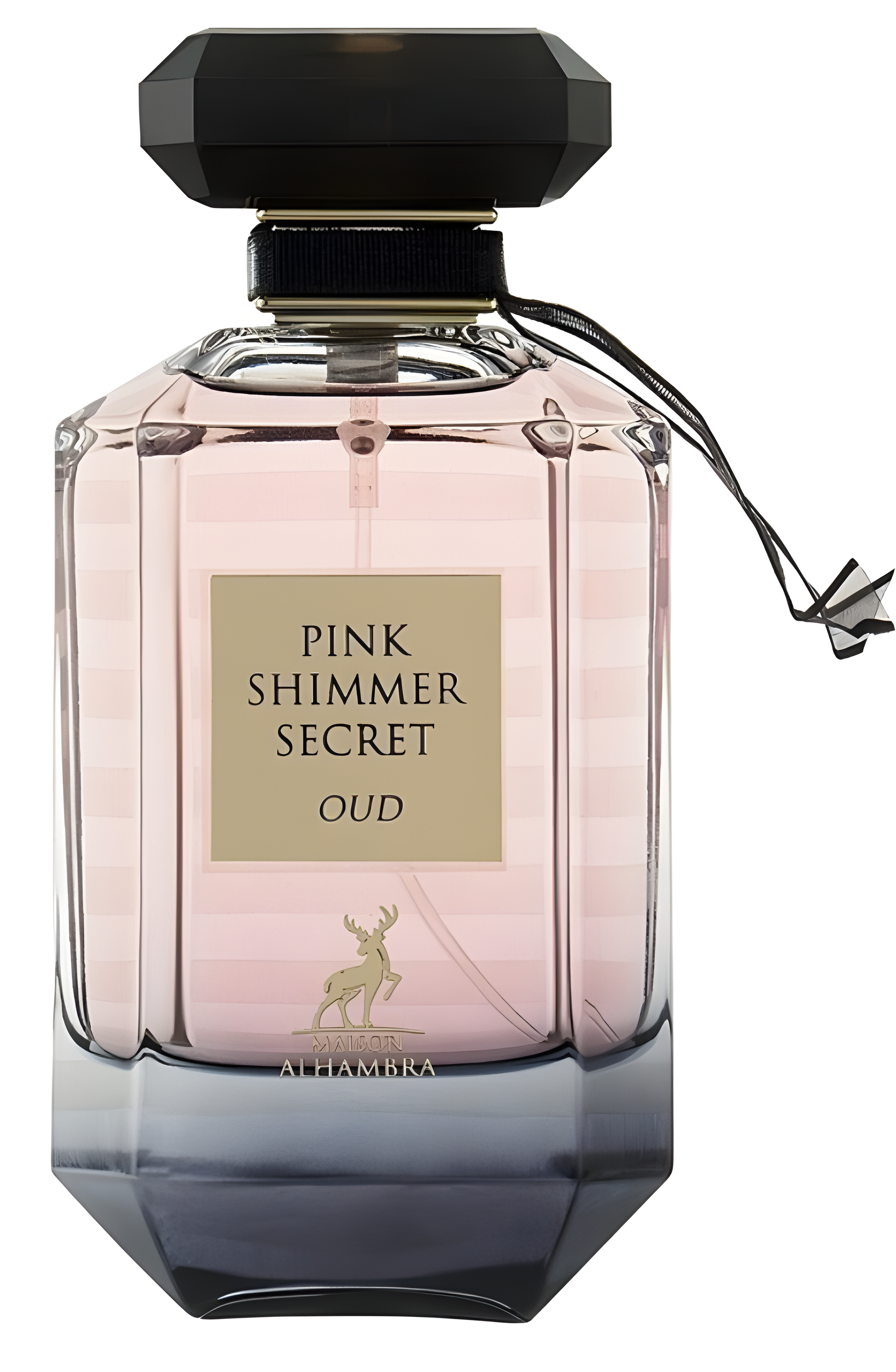 Pink Shimmer Secret Oud by Maison Alhambra perfume bottle