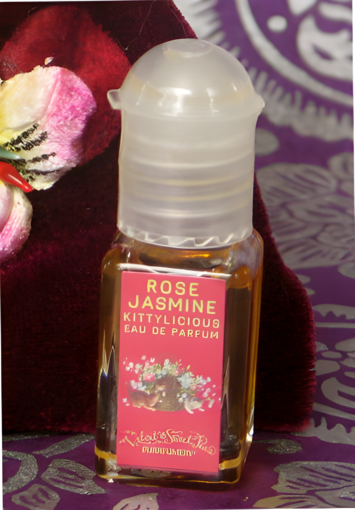 Rose Jasmine by Velvet & Sweet Pea’s Purrfumery perfume bottle