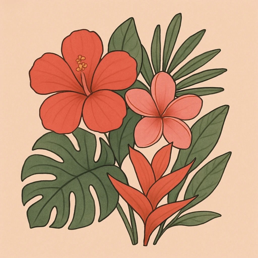 Picture of Tropical blossoms note
