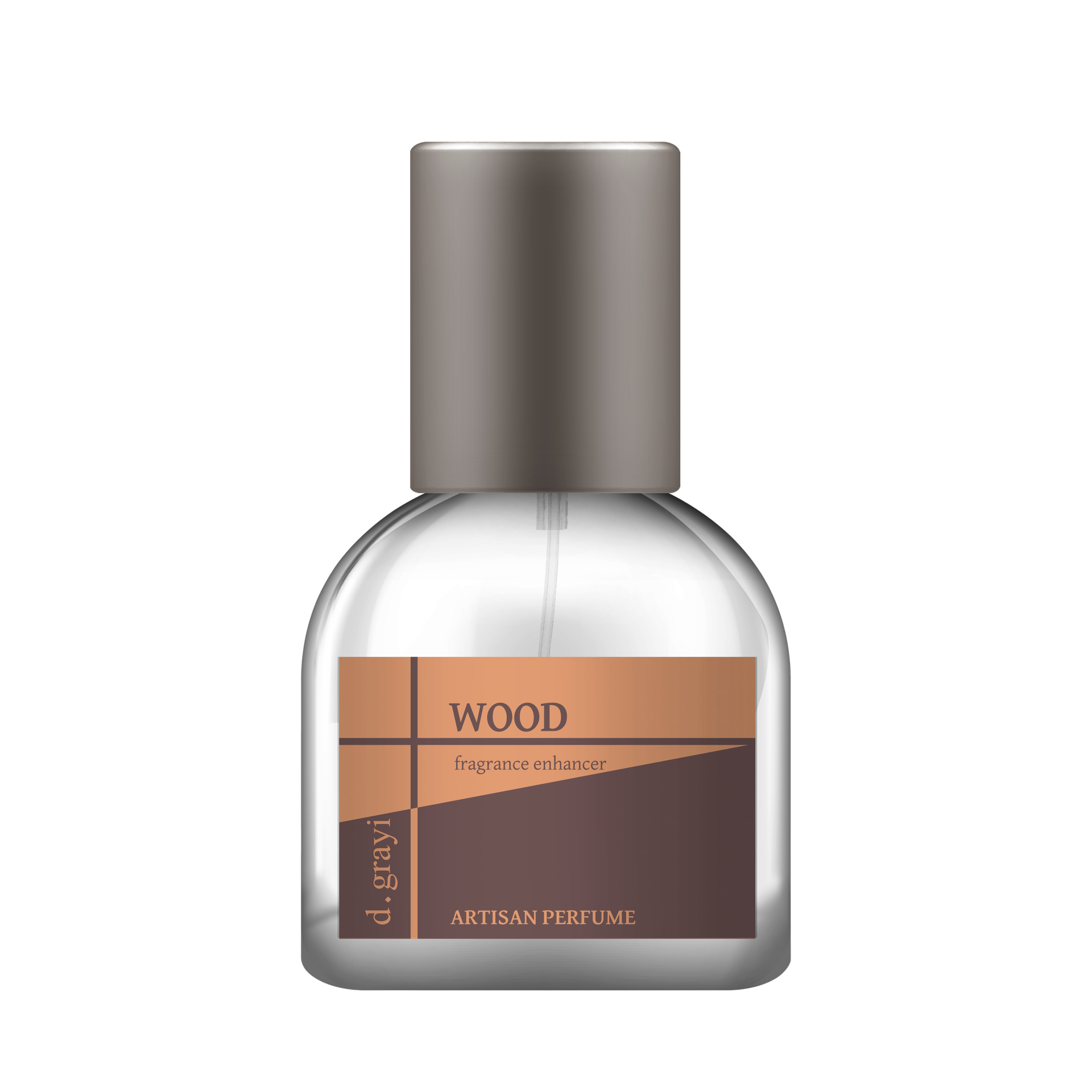 Wood by d.grayi perfume bottle