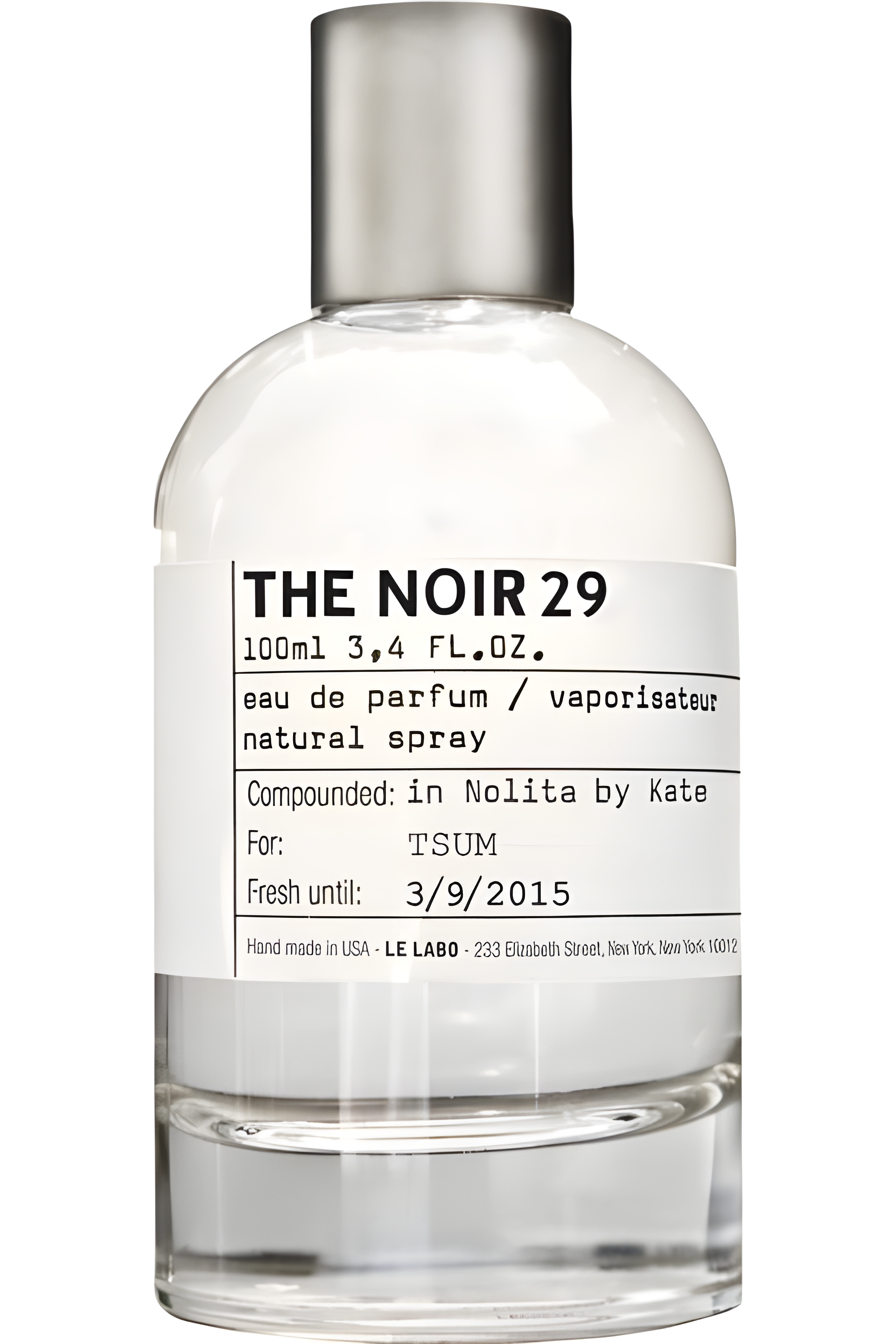 The Noir 29 by Le Labo perfume bottle
