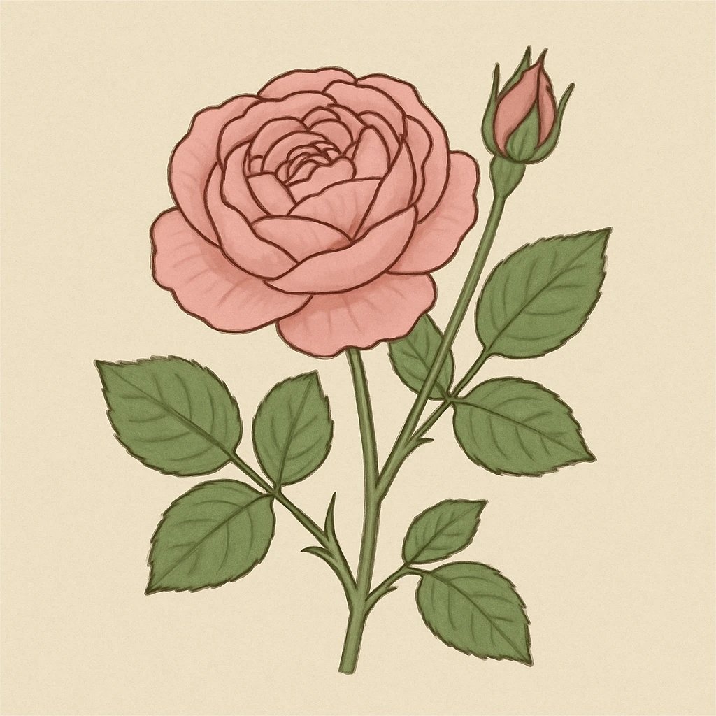Picture of Damask Rose note